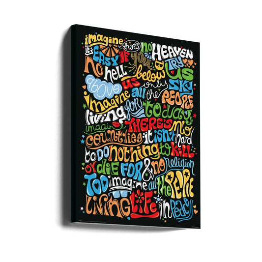 Imagine | Pop Art Typography Canvas Print — gallery-wrapped canvas angled view