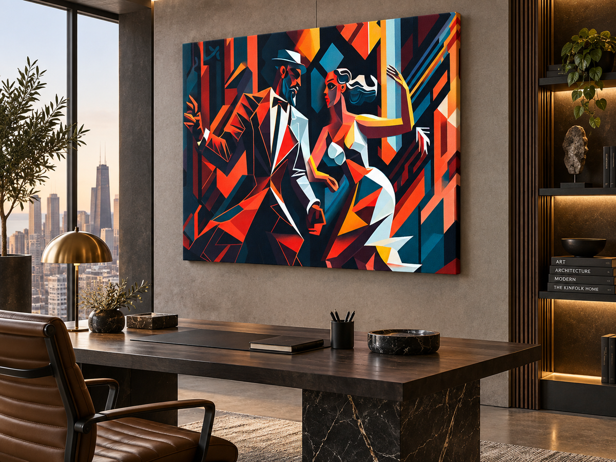 Last Dance | Canvas Print | Cubist Tango Figurative Wall Art — canvas in an office