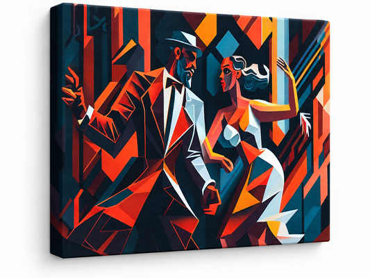 Last Dance | Canvas Print | Cubist Tango Figurative Wall Art — gallery-wrapped canvas angled view