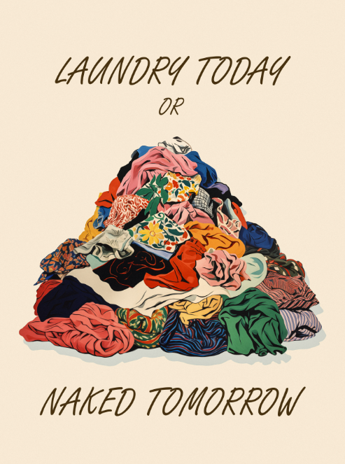 Laundry Today 16"x 20" Varnished Canvas Print