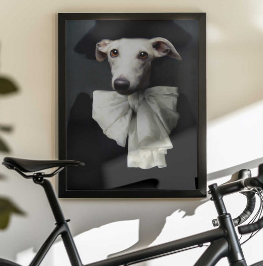 Livia by Tein Lucasson — black-framed canvas displayed behind a bicycle