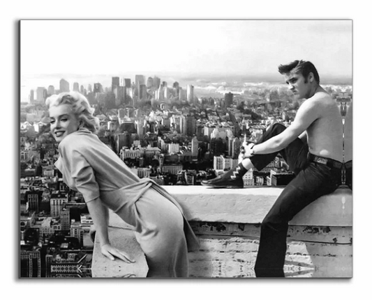 Marilyn and Elvis 36 " x 24 " Varnished Canvas Wall