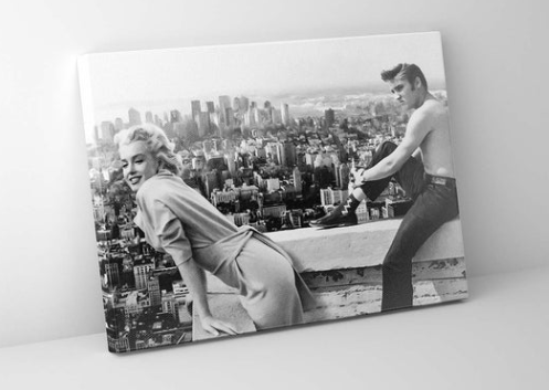 Marilyn and Elvis 36 " x 24 " Varnished Canvas Wall