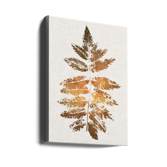 Oak Leaf Print (gold) by Kubistika — gallery-wrapped canvas angled view
