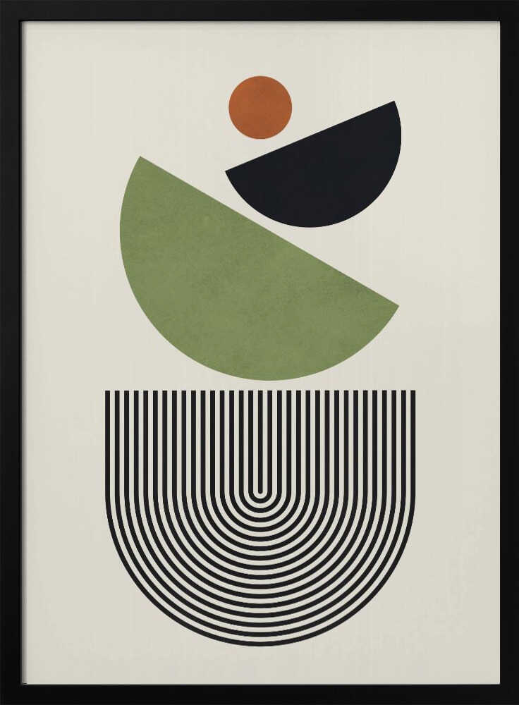 Wall art Geometric Shapes in Green Black and Orange