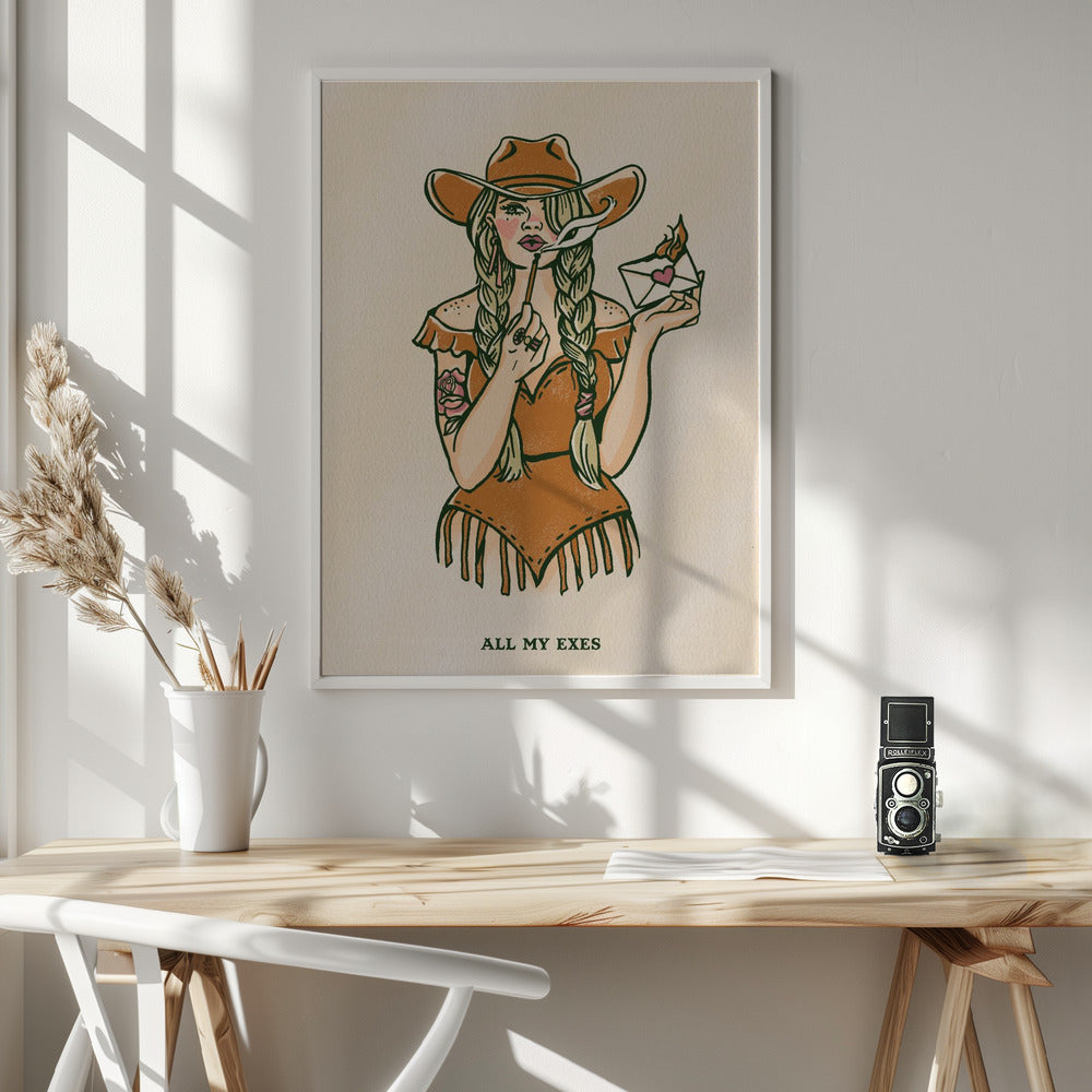  All My Exes 2 Wall Artwork In White Floating Frame