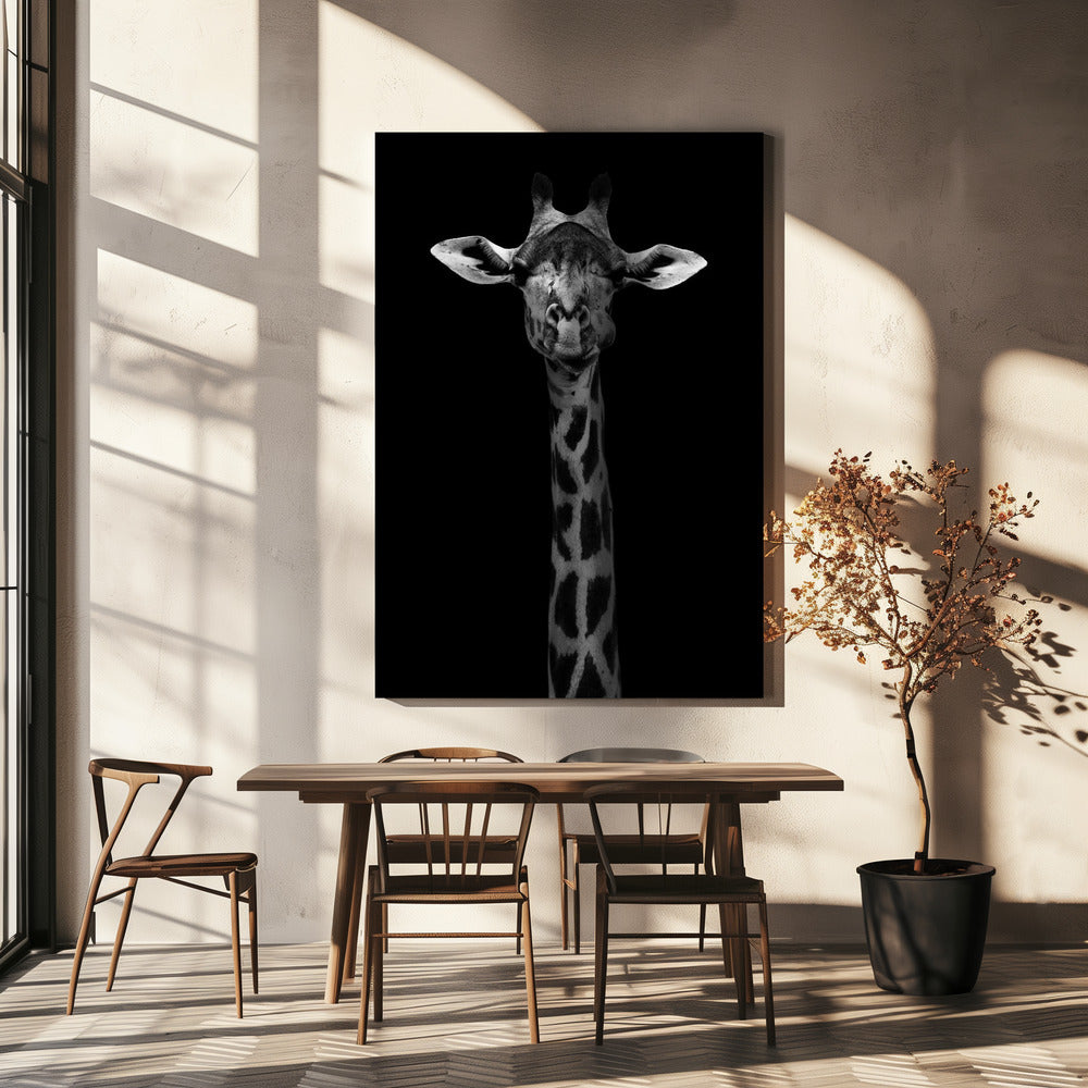  Giraffe Portrait Wall Artwork In White Floating Frame