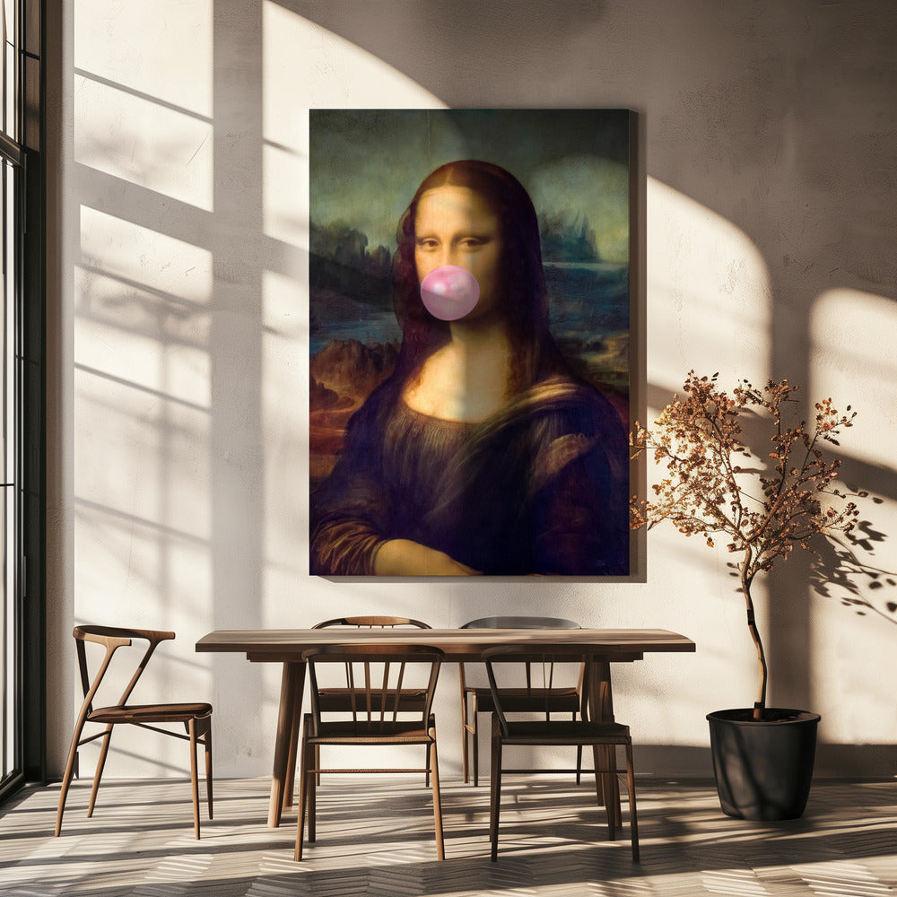 Wall art Mona Lisa Bubble Gum Canvas Print 36 " x 48 "