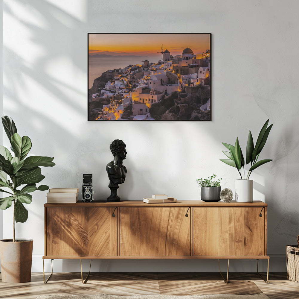 Wall Art Calispera Santorini 48X36inch In White Floating Frame