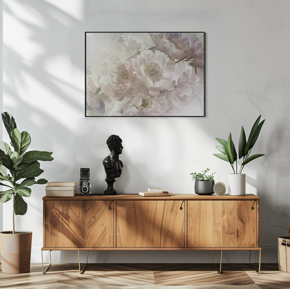 Ombre033flower Wall Artwork In White Floating Frame