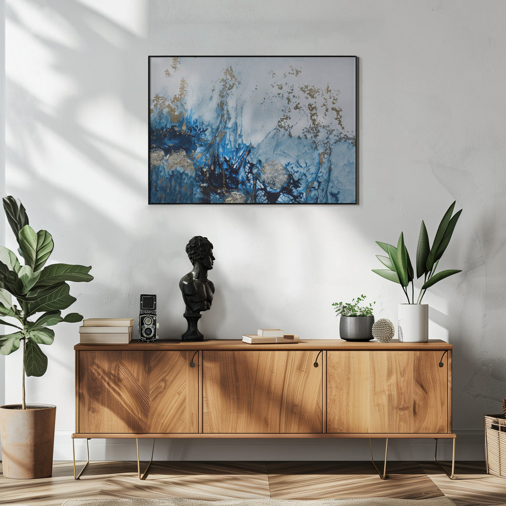   Gently Drifting Wall Artwork In White Floating Frame