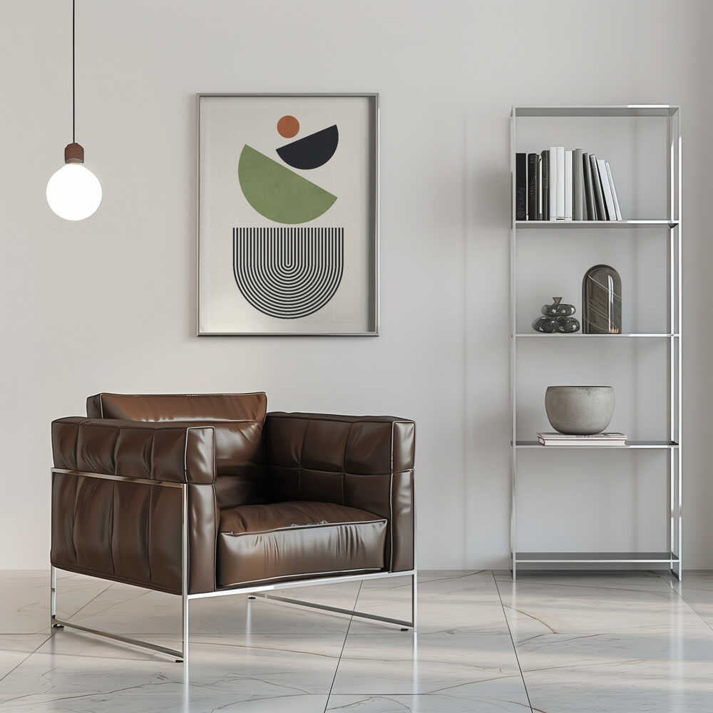 Wall art Geometric Shapes in Green Black and Orange