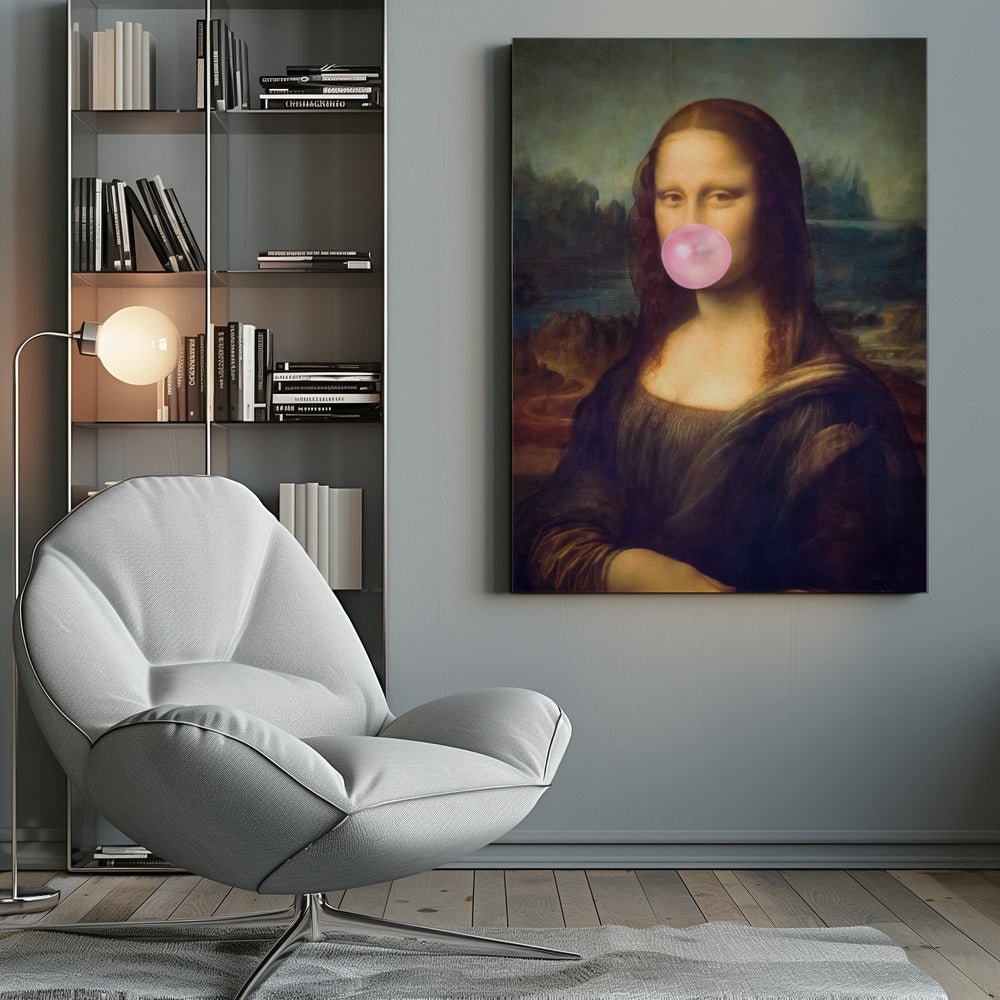 Wall art Mona Lisa Bubble Gum Canvas Print 36 " x 48 "