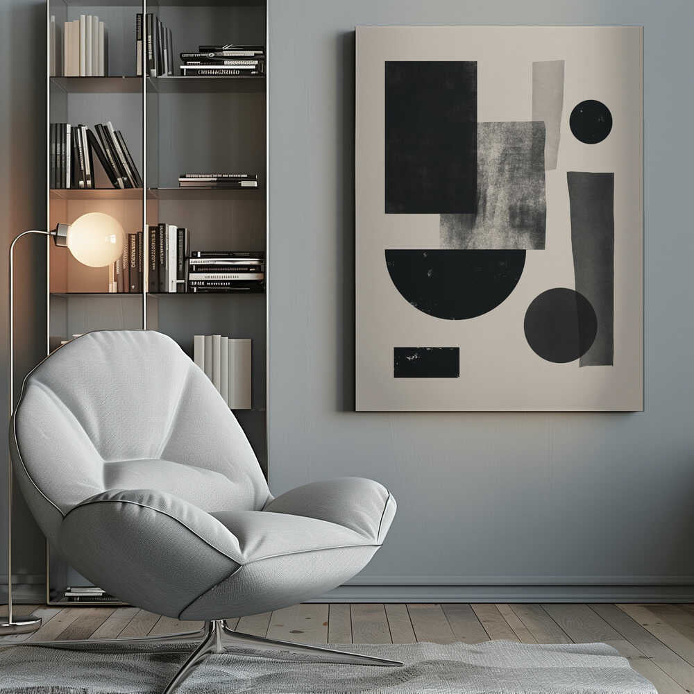 Wall art Black geometry collage