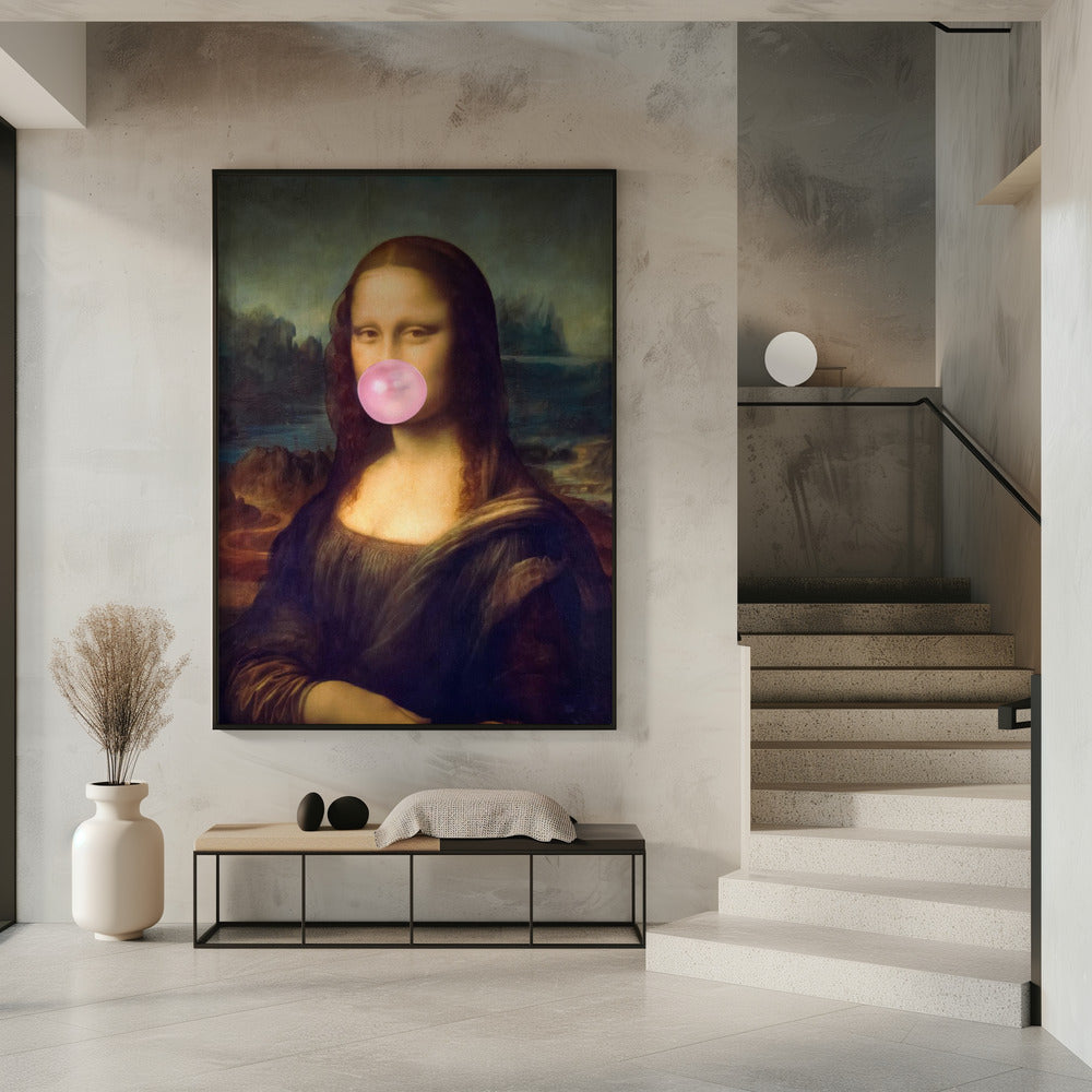 Wall art Mona Lisa Bubble Gum Canvas Print 36 " x 48 "