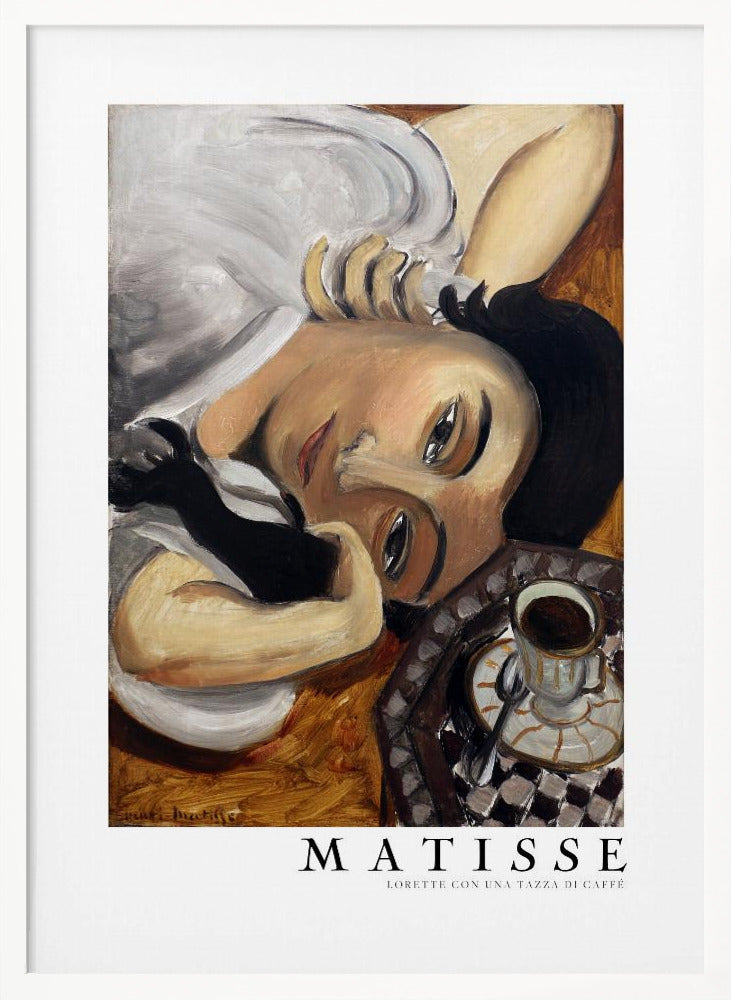 Wall art Lorette Con Una Tazza Di Caffe 1916 Boarder