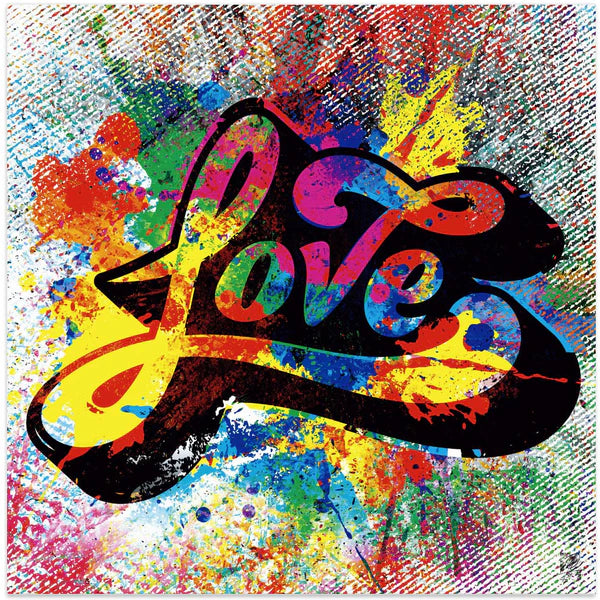 LOVE 24"x 24" Canvas Wall Colorful Splash Art