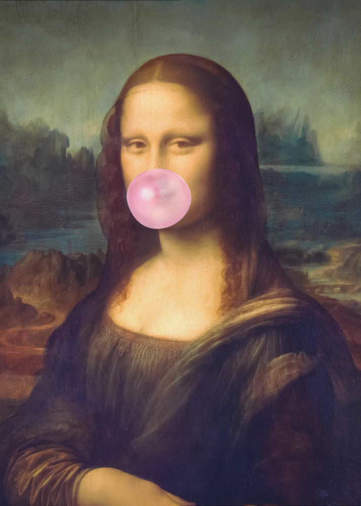 Wall art Mona Lisa Bubble Gum Canvas Print 36 " x 48 "