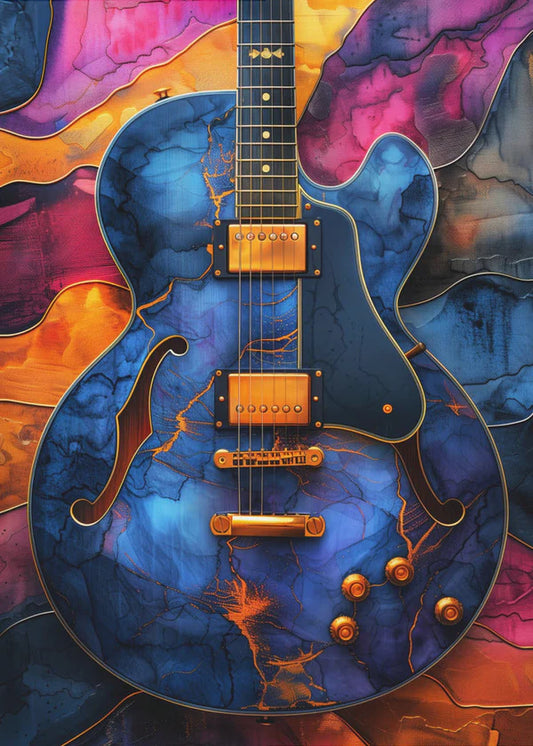Guitar Colorful Justyna Jaszke's Wall Art 16"x 20" Canvas Print