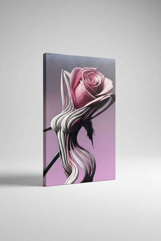 Sculpted Bloom | Surreal Rose Canvas Print | Contemporary Floral Wall Art