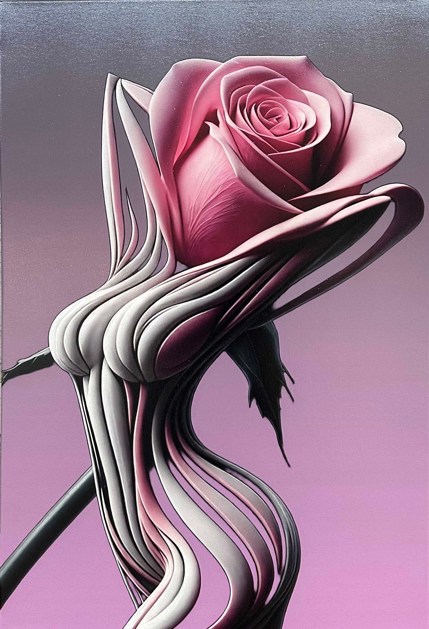 Rose lady 24" x 36" Fine Art  Varnished Wall canvas