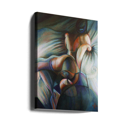 Angled view of The Implicite Order by Corné Akkers as a gallery-wrapped canvas, showing the printed edge