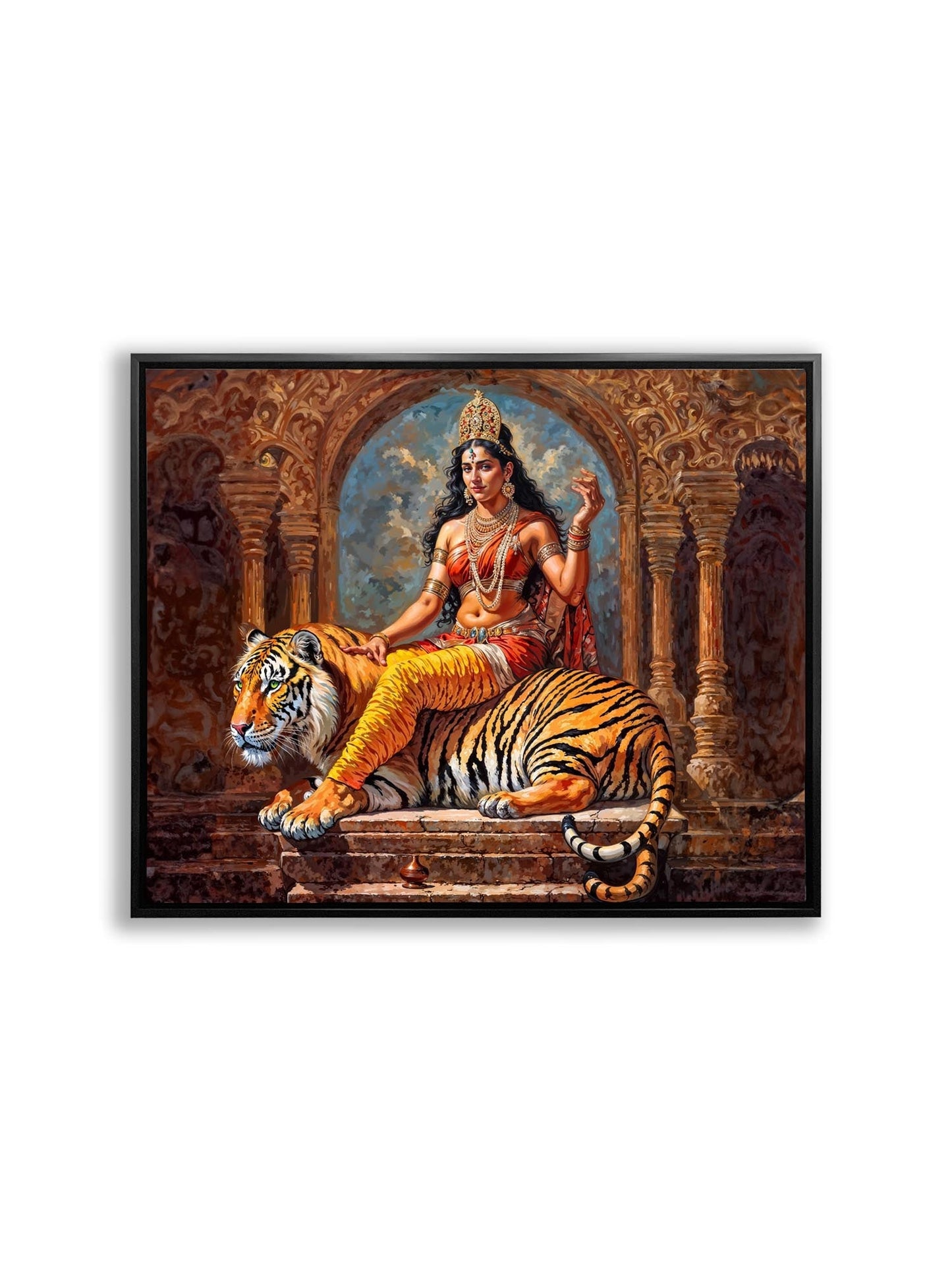 '-Indian Art-Wall Art Parvati in Black Floating Frame