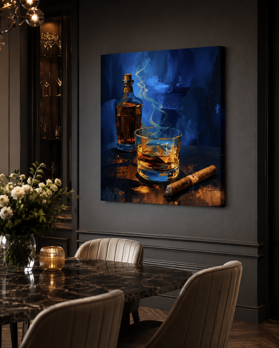 Midnight Reserve – Whiskey & Cigar Canvas Wall Art