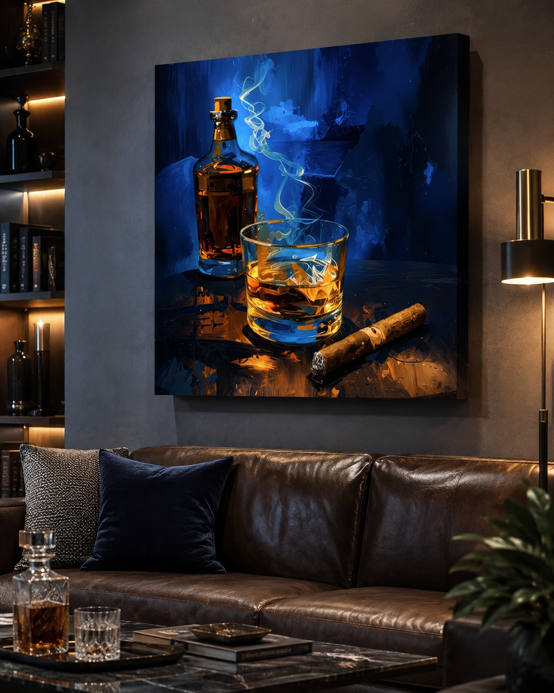 Midnight Reserve – Whiskey & Cigar Canvas Wall Art
