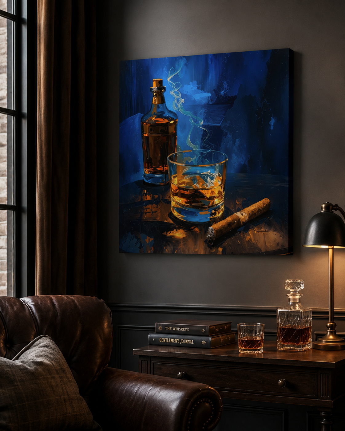 Midnight Reserve – Whiskey & Cigar Canvas Wall Art