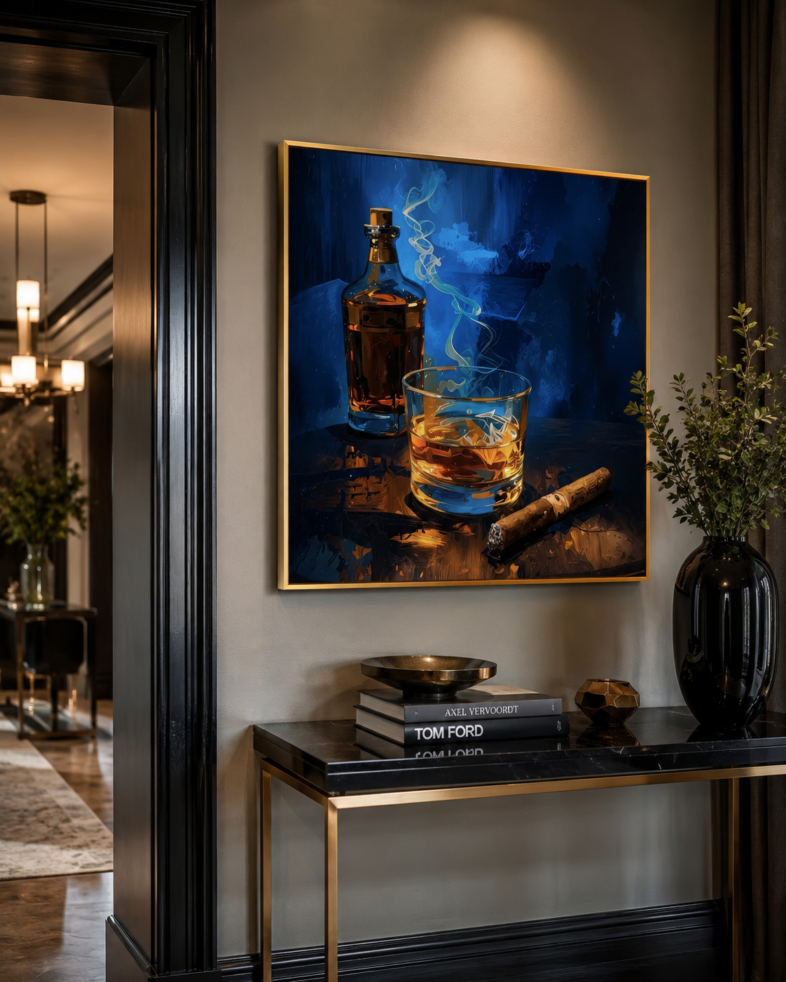 Midnight Reserve – Whiskey & Cigar Canvas Wall Art