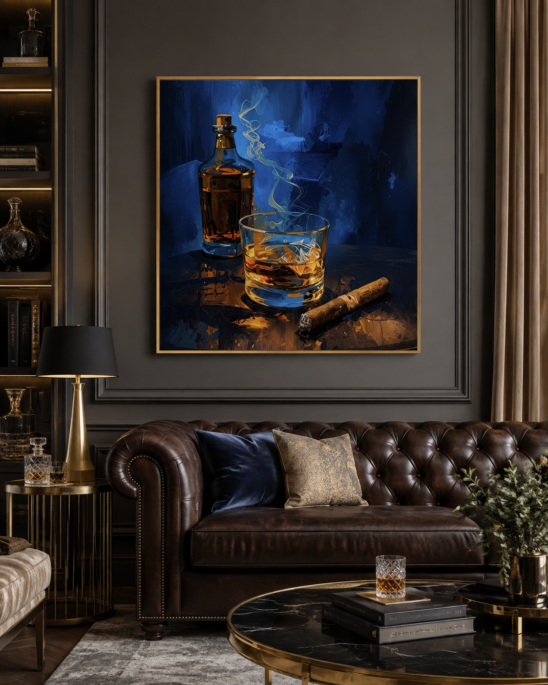 Midnight Reserve – Whiskey & Cigar Canvas Wall Art