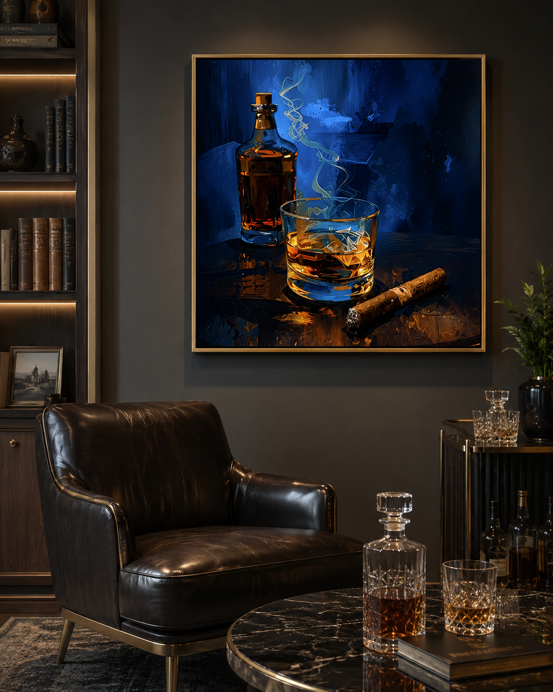 Midnight Reserve – Whiskey & Cigar Canvas Wall Art